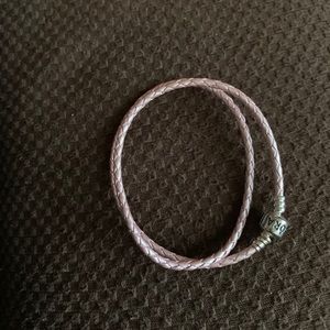Pink leather Pandora double wrap bracelet